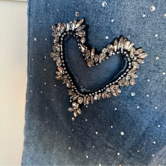 Stylish Rhinestone and Hearts High Rise Jean - Size Medium - Picture 3 of 12
